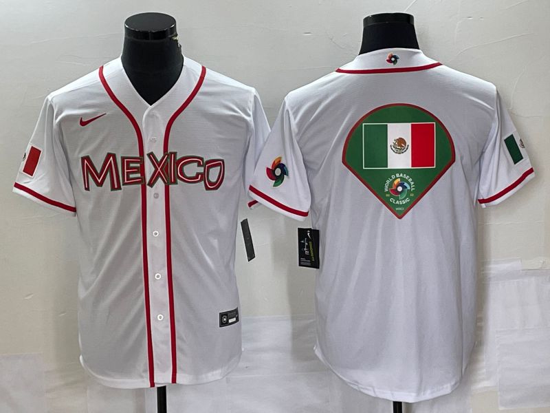 Men 2023 World Cub Mexico Blank White Nike MLB Jersey21->more jerseys->MLB Jersey
